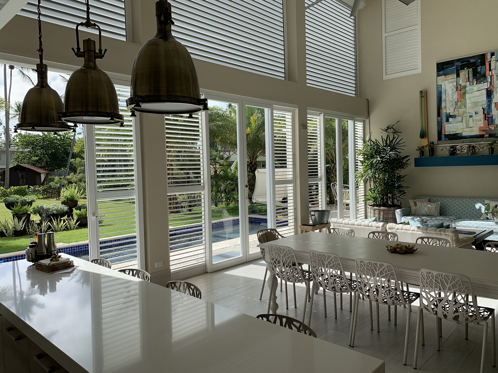 Bright dining table overlooking the garden